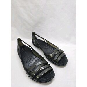 Crocs Womens Size 8 Isabella Huarache 2 Flat Sandal Black